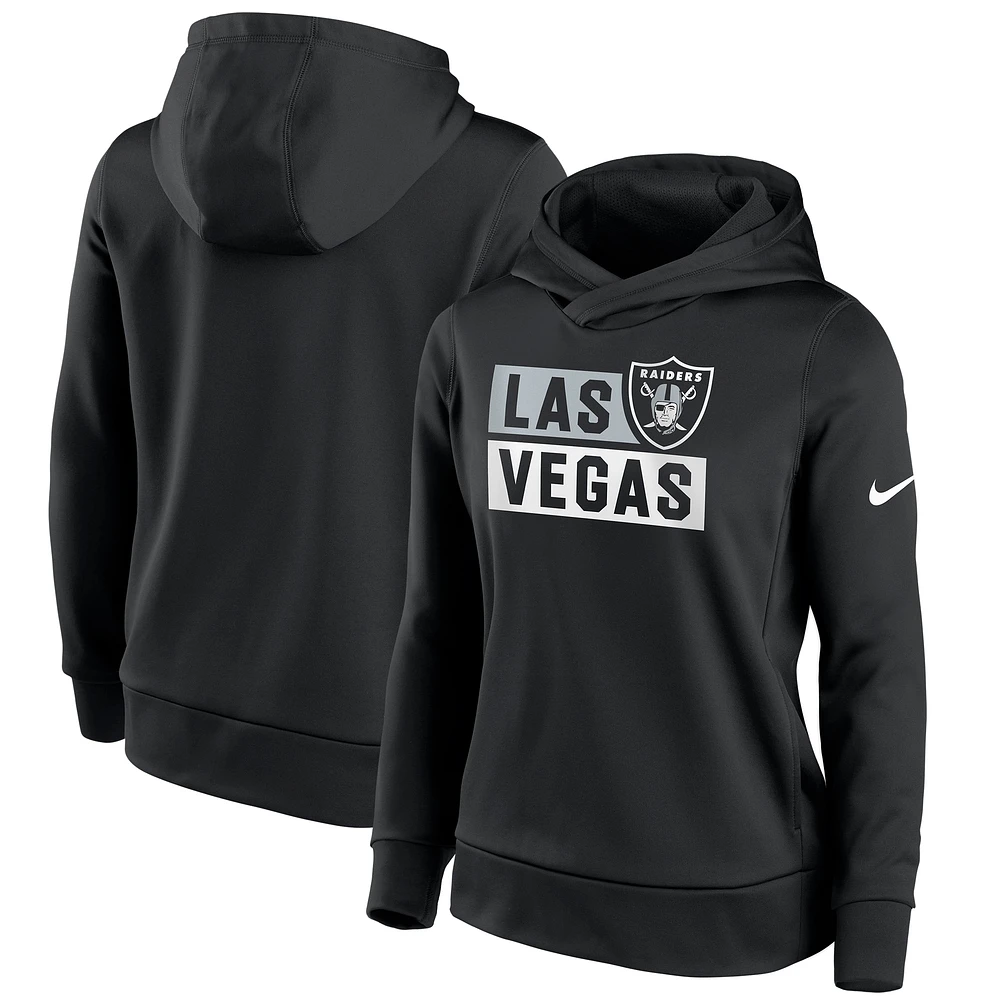 Women's Nike Black Las Vegas Raiders Stacked Performance Pullover Hoodie