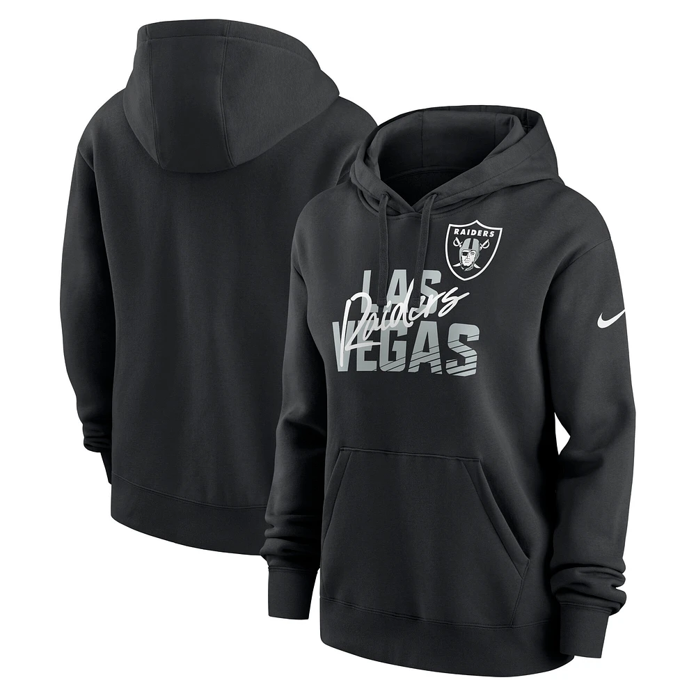 Sweat à capuche en polaire Nike Las Vegas Raiders Wordmark Club noir pour femme