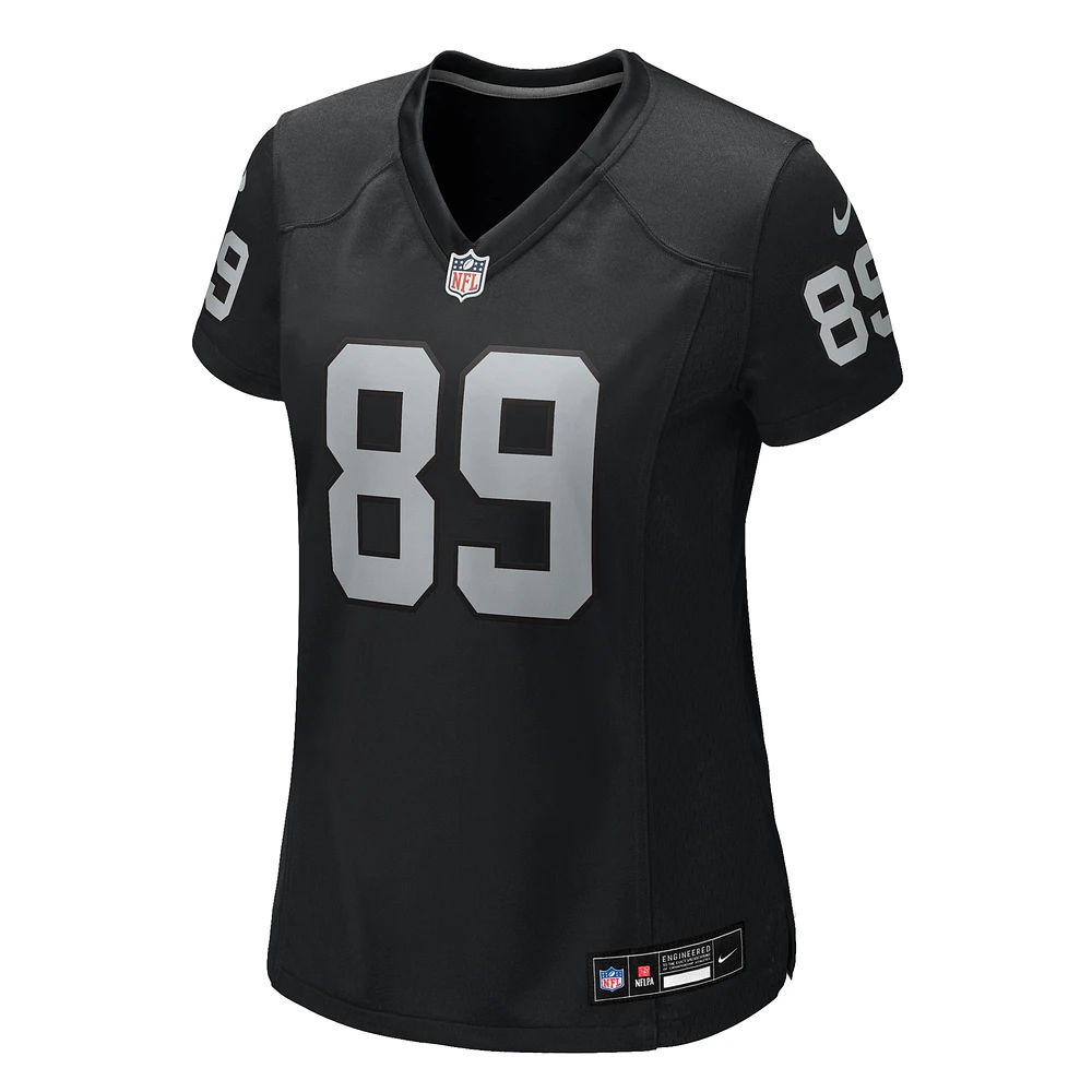 Maillot de match Nike Brock Bowers noir pour femme des Las Vegas Raiders
