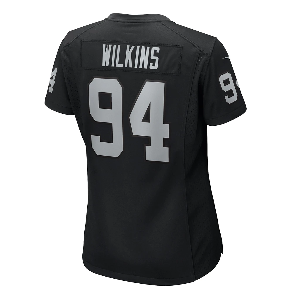 Maillot de match Nike Christian Wilkins noir pour femme des Las Vegas Raiders