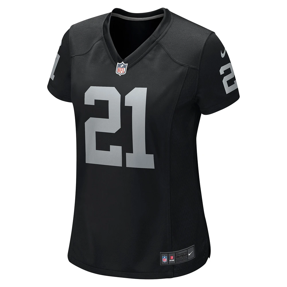 Maillot de match joueur retraité Nike Cliff Branch noir des Las Vegas Raiders pour femme