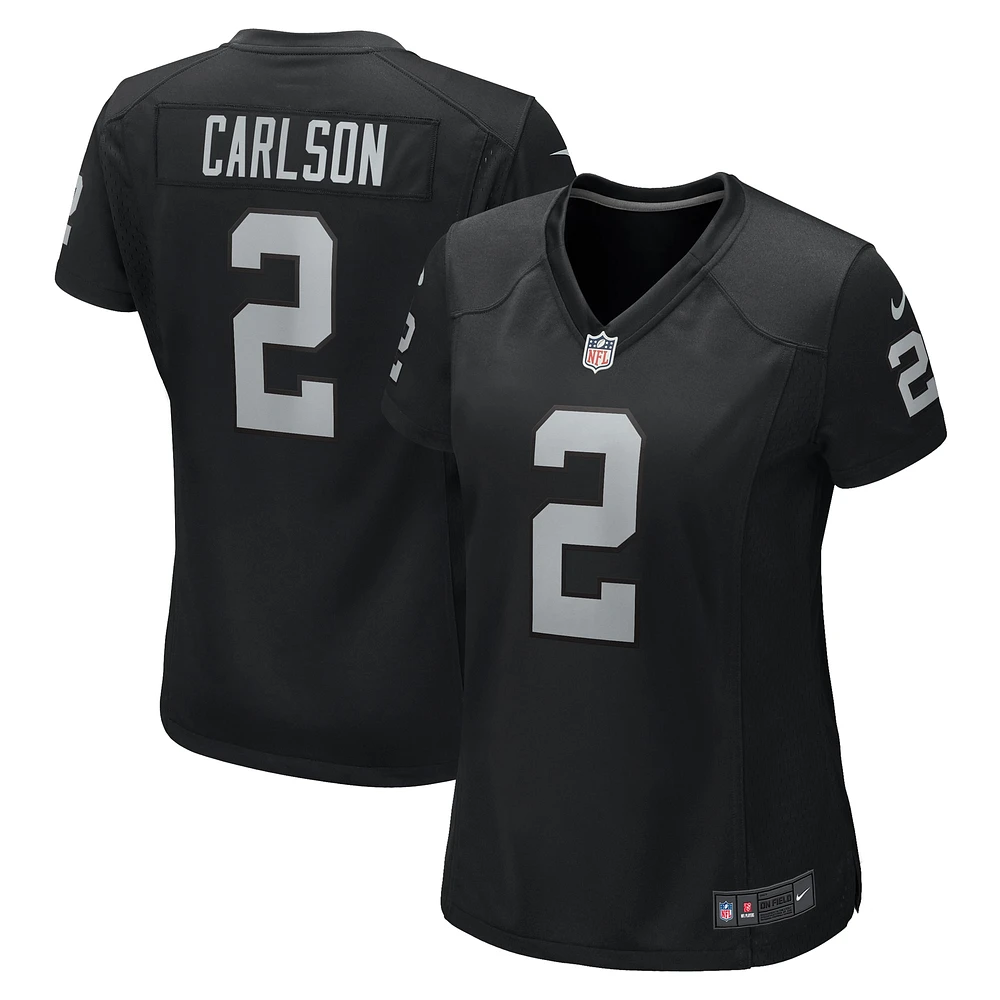 Maillot de match Nike Daniel Carlson noir pour femme des Las Vegas Raiders