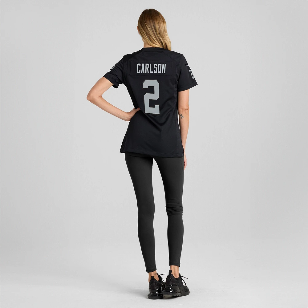 Maillot de match Nike Daniel Carlson noir pour femme des Las Vegas Raiders