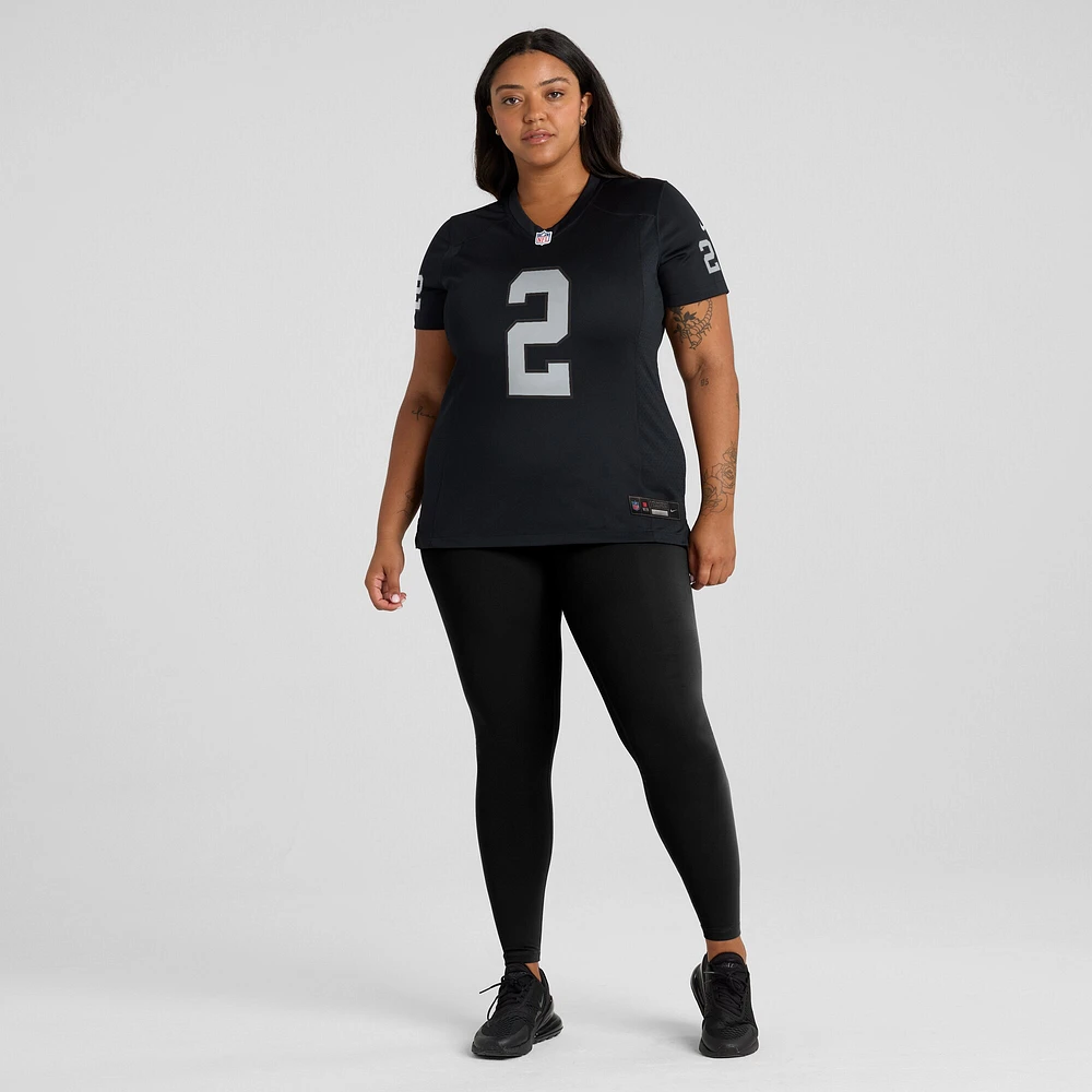 Maillot de match Nike Daniel Carlson noir pour femme des Las Vegas Raiders