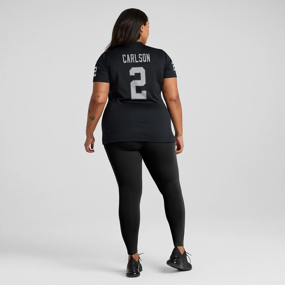 Maillot de match Nike Daniel Carlson noir pour femme des Las Vegas Raiders