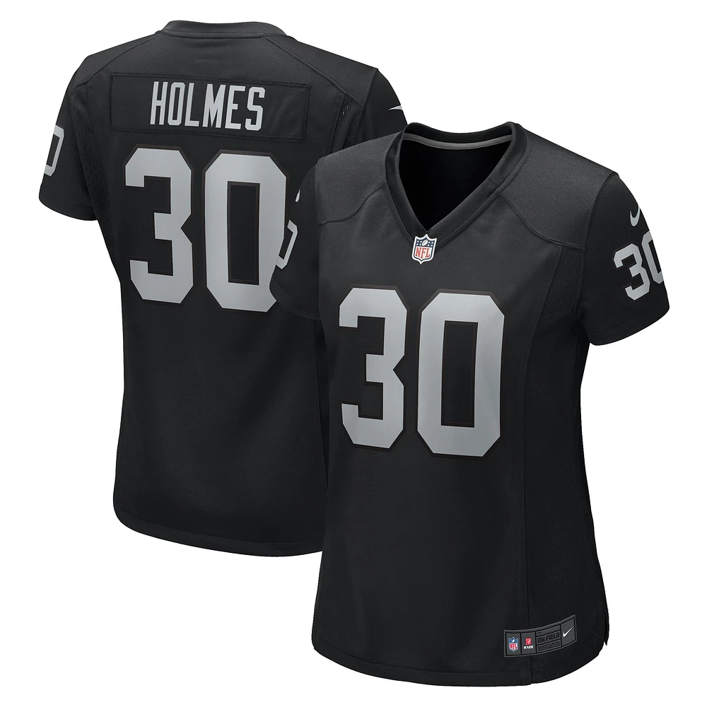 Maillot de match Nike Darnay Holmes pour femme, noir, Las Vegas Raiders