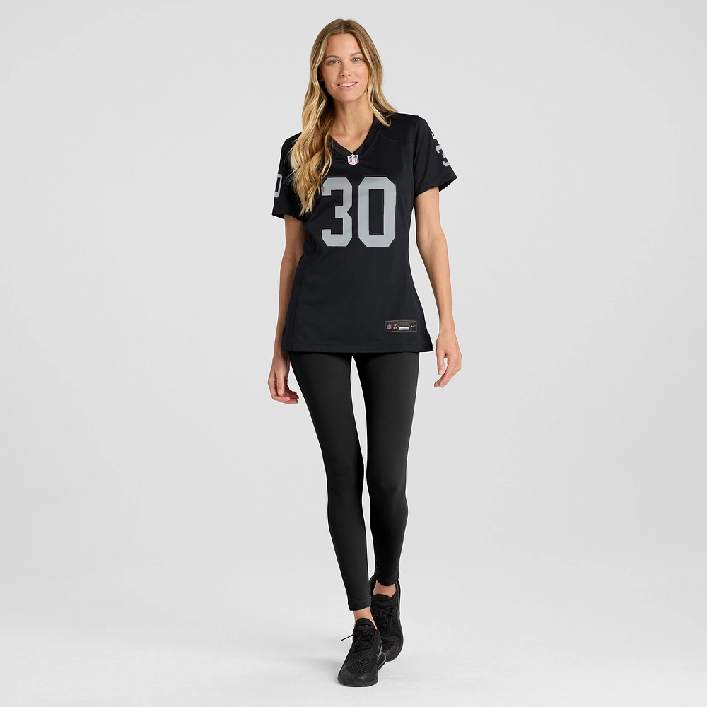 Maillot de match Nike Darnay Holmes pour femme, noir, Las Vegas Raiders