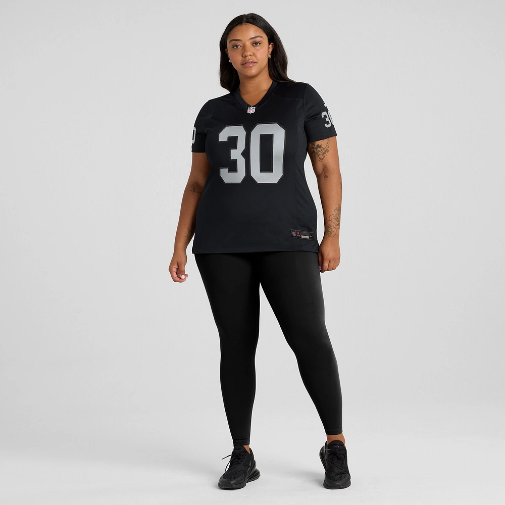 Maillot de match Nike Darnay Holmes pour femme, noir, Las Vegas Raiders