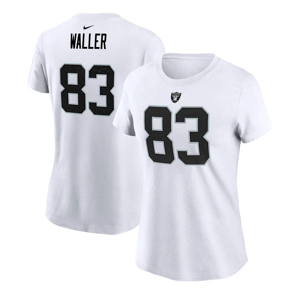 T-shirt Nike Darren Waller pour femme, blanc, nom et numéro du joueur des Las Vegas Raiders