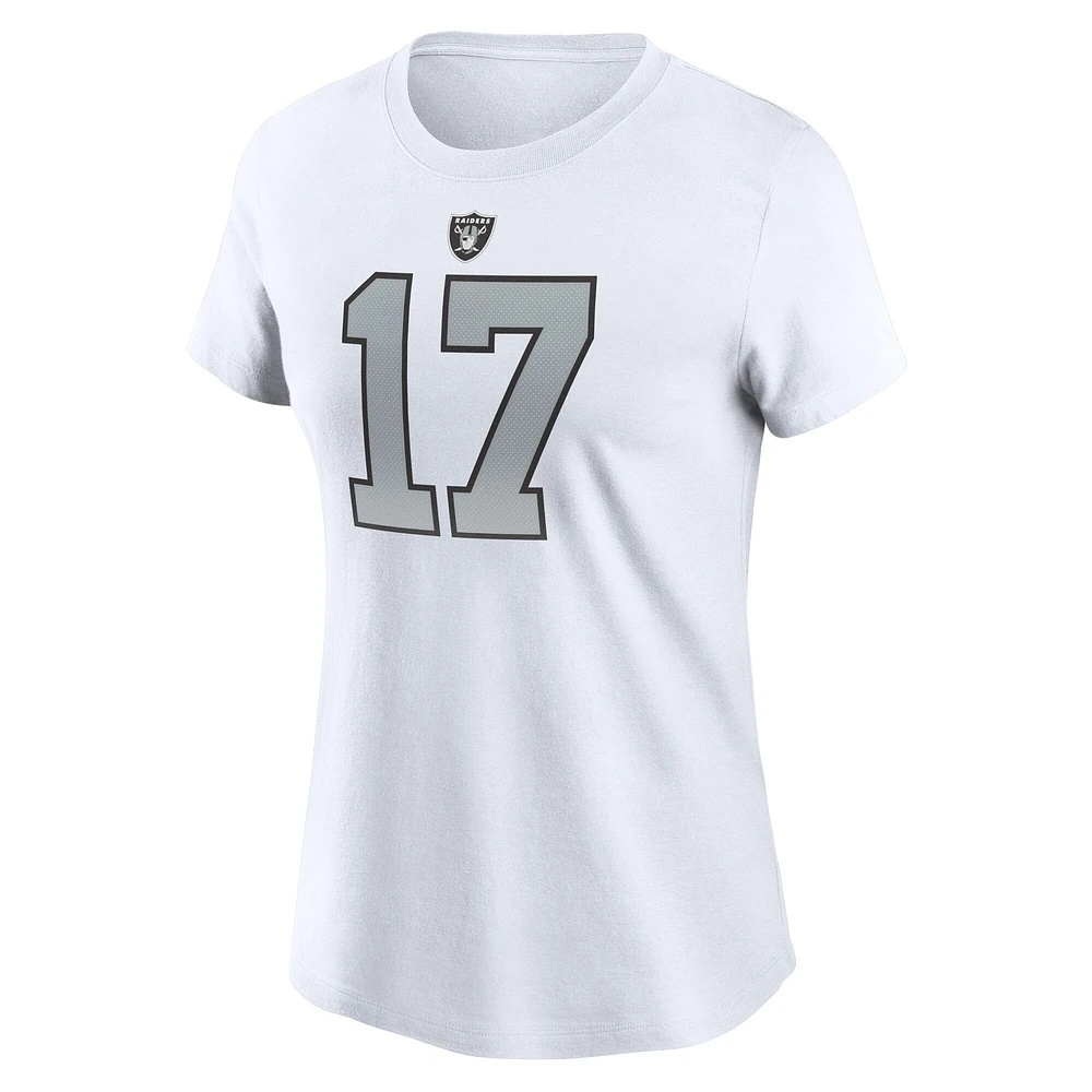 T-shirt Nike Davante Adams pour femme, blanc, nom et numéro du joueur des Las Vegas Raiders