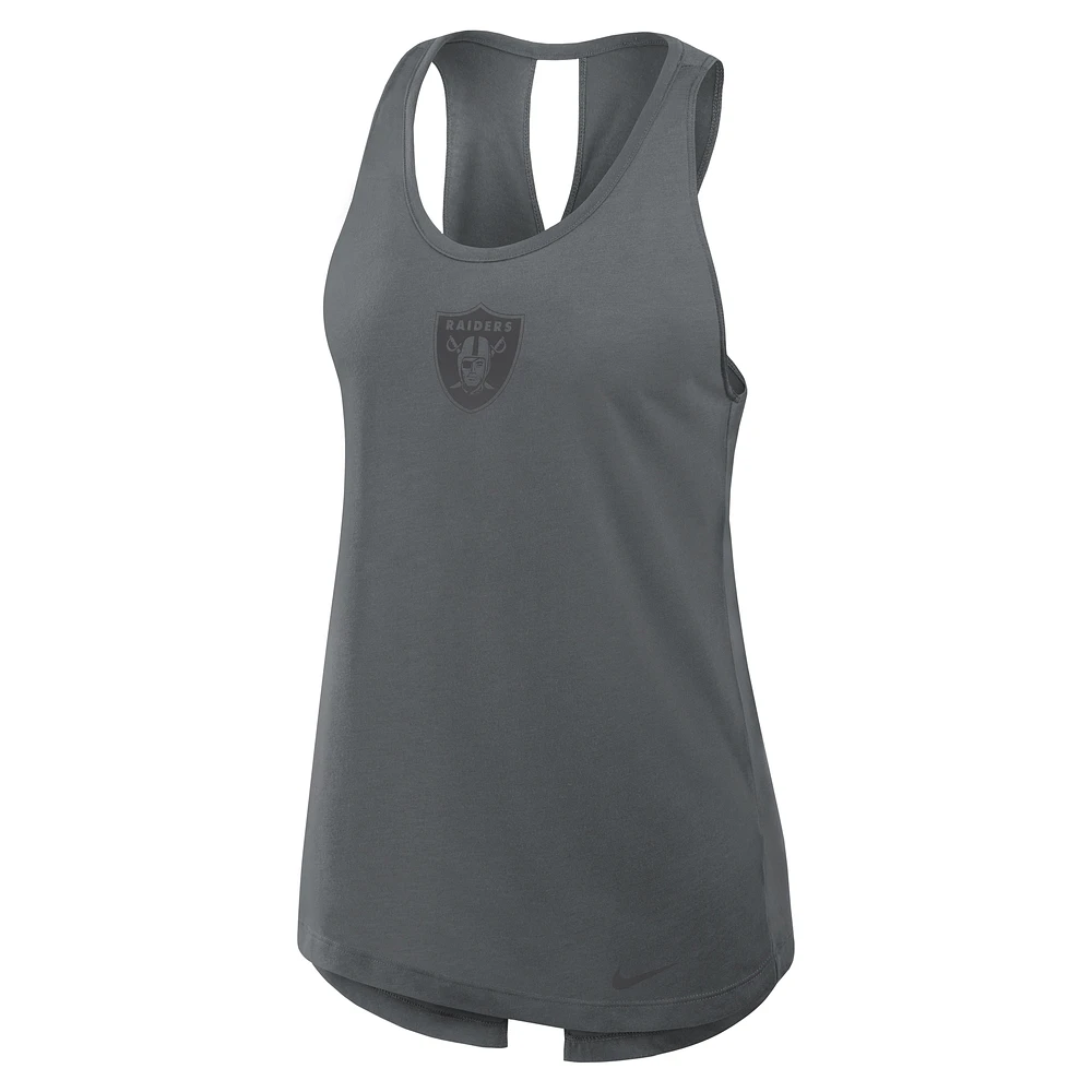 Women's Nike Gray Las Vegas Raiders Glory Crisscross Performance Tank Top