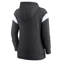 Sweat à capuche léger fermeture éclair intégrale Monaco Las Vegas Raiders Nike pour femme, noir chiné/blanc, grande taille