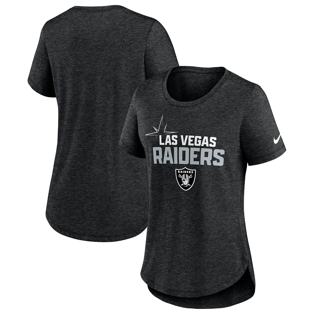 T-shirt Nike Las Vegas Raiders Local Fashion triple mélange noir chiné pour femme