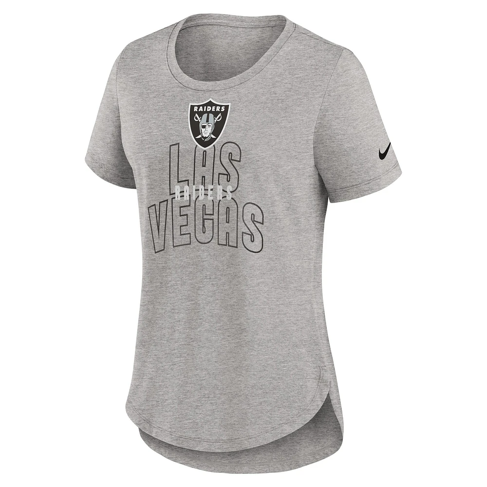 T-shirt Nike Las Vegas Raiders mode tri-mélange gris chiné pour femme