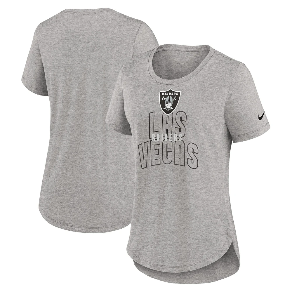 T-shirt Nike Las Vegas Raiders mode tri-mélange gris chiné pour femme