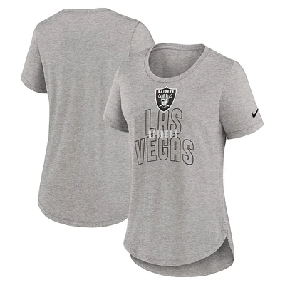 T-shirt Nike Las Vegas Raiders mode tri-mélange gris chiné pour femme