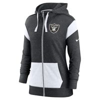 Women's Nike Heathered Black/White Las Vegas Raiders Monaco - Full-Zip Hoodie