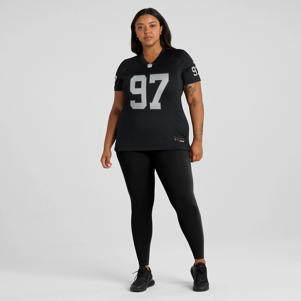 Maillot de jeu d'équipe Nike Janarius Robinson noir pour femme des Las Vegas Raiders