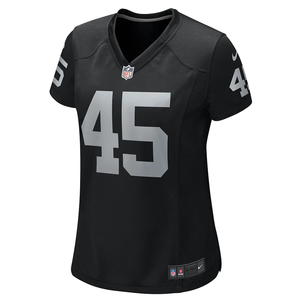 Maillot de joueur jeu Nike Jaquan Johnson pour femmes, noir, Las Vegas Raiders