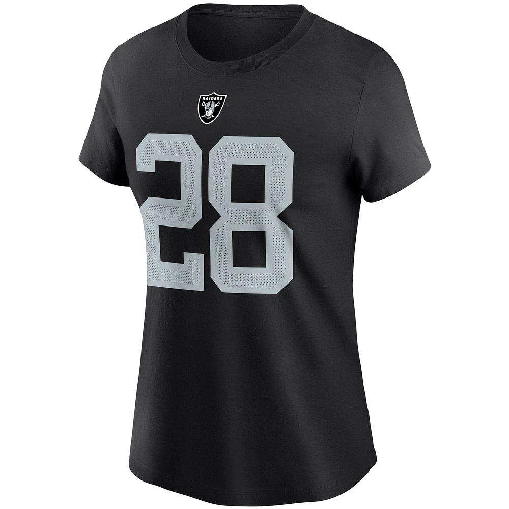 T-shirt avec nom et numéro Nike Josh Jacobs pour femmes, noir, Las Vegas Raiders