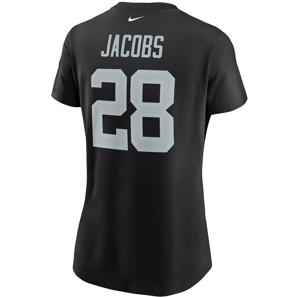 T-shirt avec nom et numéro Nike Josh Jacobs pour femmes, noir, Las Vegas Raiders