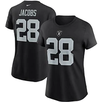 T-shirt avec nom et numéro Nike Josh Jacobs pour femmes, noir, Las Vegas Raiders