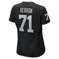 Maillot de match l'équipe Nike Justin Herron pour femmes, noir, Las Vegas Raiders