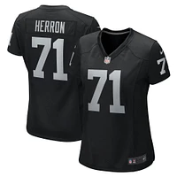 Maillot de match l'équipe Nike Justin Herron pour femmes, noir, Las Vegas Raiders