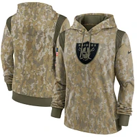 Chandail à capuchon Nike Olive Las Vegas Raiders 2021 Salute To Service Therma Performance pour femme