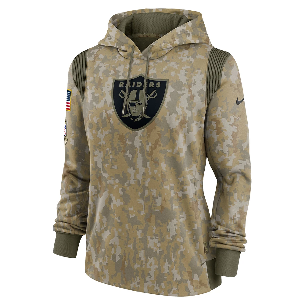 Women's Nike Olive Las Vegas Raiders Salute To Service Therma Performance Pullover Hoodie