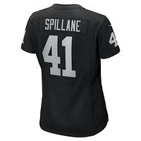 Maillot de joueur jeu Nike Robert Spillane pour femmes, noir, Las Vegas Raiders