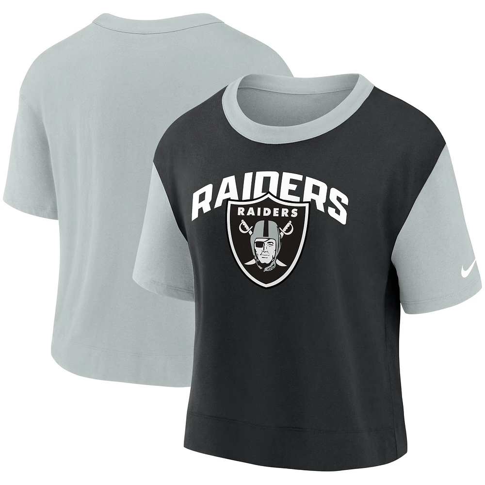 T-shirt Nike Las Vegas Raiders High Hip Fashion pour femme – argent/noir