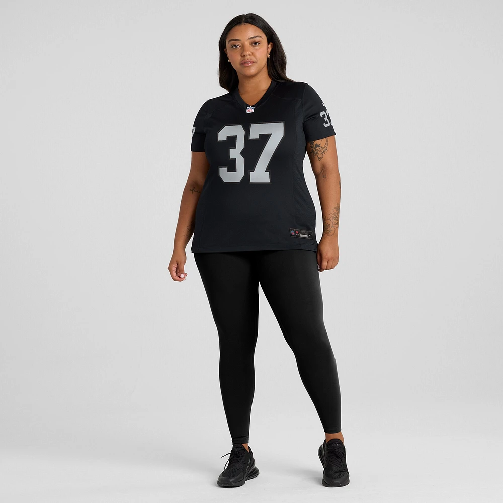 Maillot de match Nike Trey Taylor noir pour femme des Las Vegas Raiders