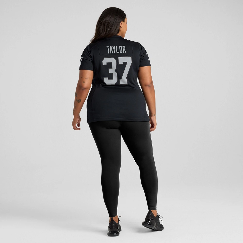 Maillot de match Nike Trey Taylor noir pour femme des Las Vegas Raiders