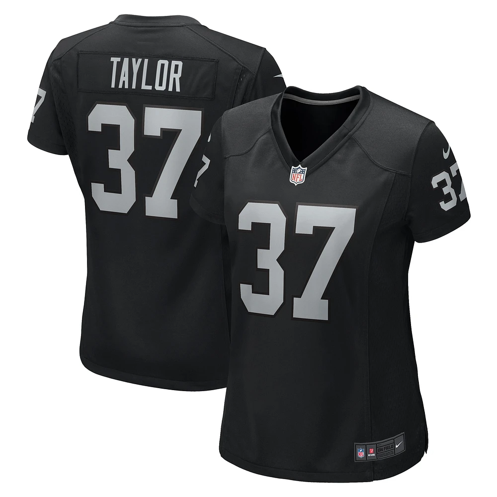 Maillot de match Nike Trey Taylor noir pour femme des Las Vegas Raiders