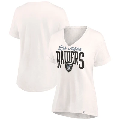 Women's Oatmeal Las Vegas Raiders Motivating Force Lightweight V-Neck T-Shirt