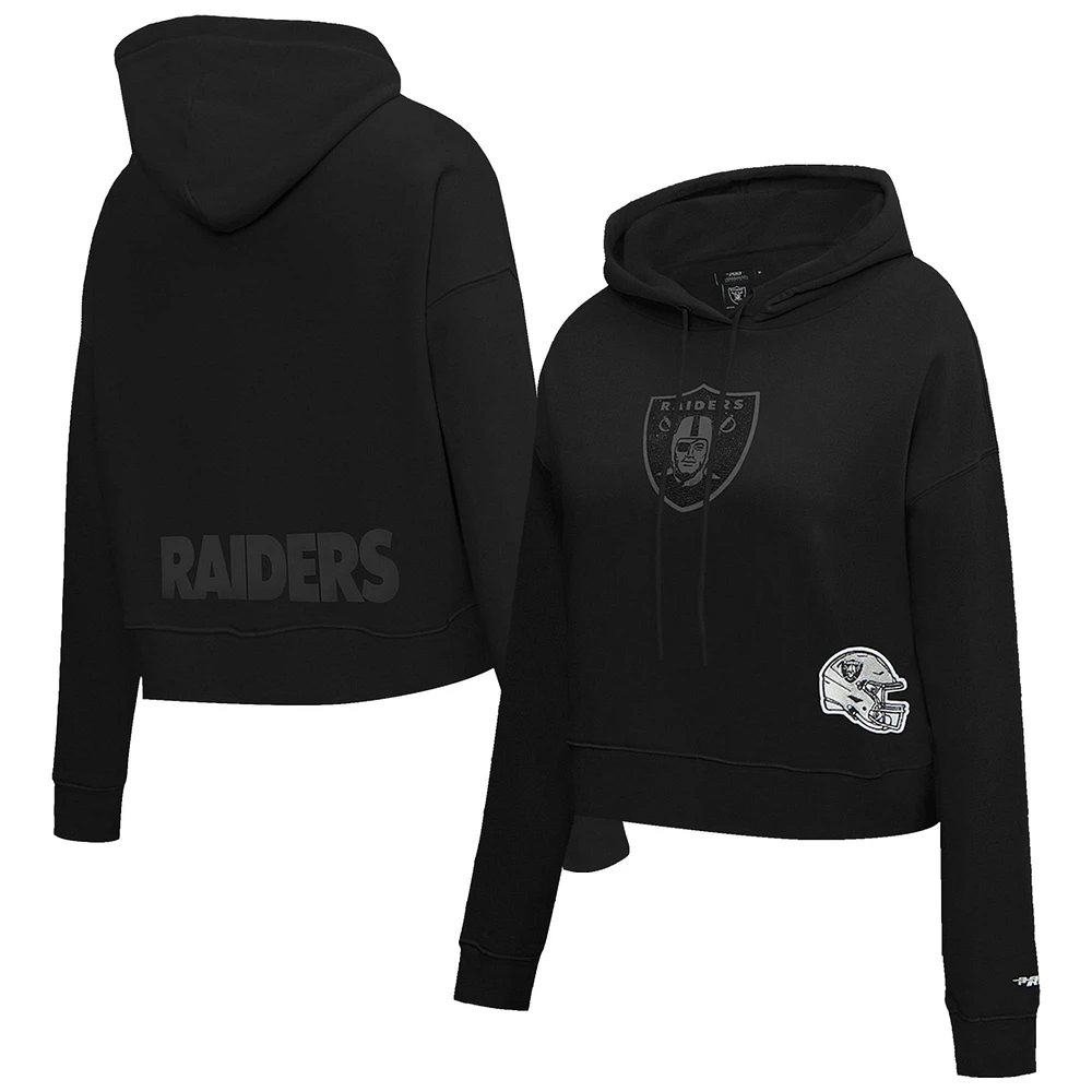 Sweat à capuche court imprimé de bijoux Pro Standard pour femme, noir, Las Vegas Raiders