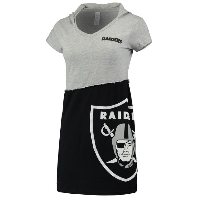 Refried Apparel pour femme Gris/noir Las Vegas Raiders Mini-robe à capuche durable