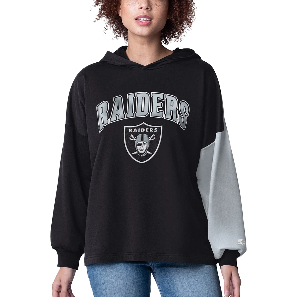 Sweat à capuche manches longues Power Move pour femme Starter Black Las Vegas Raiders