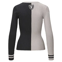 Women's STAUD Silver/Black Las Vegas Raiders Cargo Sweater