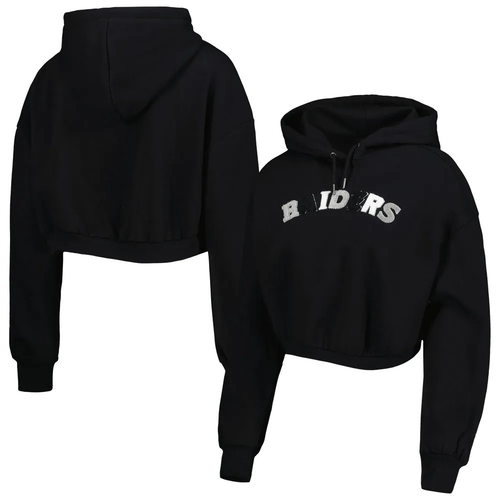 Women's The Wild Collective Black Las Vegas Raiders Cropped Pullover Hoodie