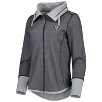 Women's Tommy Bahama Heathered Black Las Vegas Raiders Sport Sun Fade Full-Zip Sweatshirt