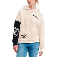 Sweat à capuche Tommy Hilfiger crème/noir Las Vegas Raiders Harriet pour femmes