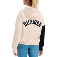 Sweat à capuche Tommy Hilfiger crème/noir Las Vegas Raiders Harriet pour femmes