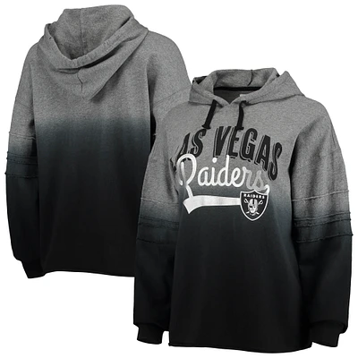 Women's Touch Heathered Gray/Black Las Vegas Raiders Superstar Dip-Dye Pullover Hoodie