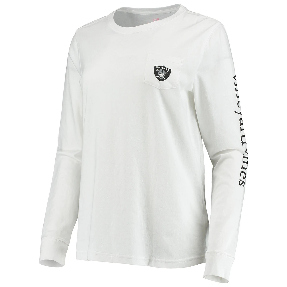 Women's Vineyard Vines White Las Vegas Raiders Helmet Long Sleeve T-Shirt