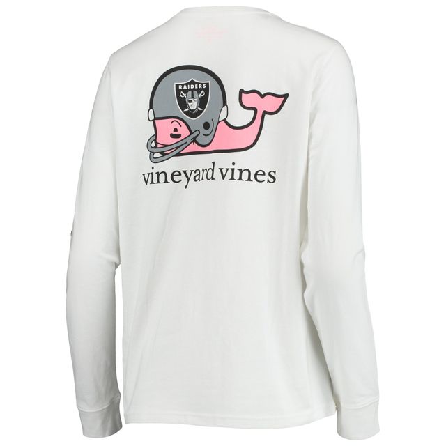 T-shirt à manches longues pour femme avec casque Vineyard Vines Las Vegas Raiders blanc