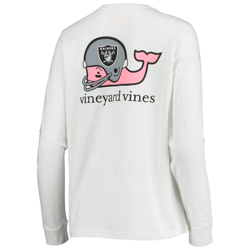 Women's Vineyard Vines White Las Vegas Raiders Helmet Long Sleeve T-Shirt