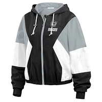 Women's WEAR by Erin Andrews Black/Gray Las Vegas Raiders Color Block Full-Zip Windbreaker Jacket