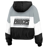 Women's WEAR by Erin Andrews Black/Gray Las Vegas Raiders Color Block Full-Zip Windbreaker Jacket